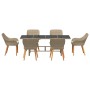 Conjunto de Comedor de Jardín 7 pcs Beige ratán sintético