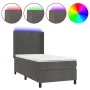 Box spring bed with mattress and LED dark gray velvet 90x200 cm by vidaXL, Beds and slatted bases - Ref: Foro24-3139422, Pric...