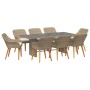 Conjunto de Comedor de Jardín 9 pcs Beige ratán sintético