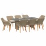 Conjunto de Comedor de Jardín 9 pcs Beige ratán sintético