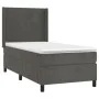 Box spring bed with mattress and LED dark gray velvet 90x200 cm by vidaXL, Beds and slatted bases - Ref: Foro24-3139422, Pric...