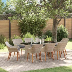 Conjunto de comedor 9 pcs Gris claro