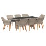 Conjunto de comedor 9 pcs Gris claro