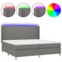 Box spring bed mattress and LED lights light gray fabric 200x200 cm by vidaXL, Beds and slatted bases - Ref: Foro24-3138742, ...
