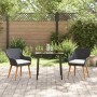 Conjunto de Comedor de Jardín 3 pcs Negro ratán sintético