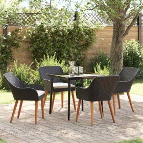 Conjunto de Comedor de Jardín 5 pcs Negro ratán sintético Conjunto de Comedor de Jardín 5 pcs Negro ratán sintético