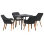 Conjunto de Comedor de Jardín 5 pcs Negro ratán sintético