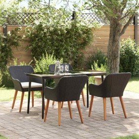 Conjunto de Comedor de Jardín 5 pcs Negro ratán sintético