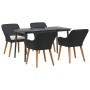 Conjunto de Comedor de Jardín 5 pcs Negro ratán sintético