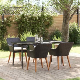 Conjunto de Comedor de Jardín 5 pcs Negro ratán sintético