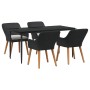 Conjunto de Comedor de Jardín 5 pcs Negro ratán sintético