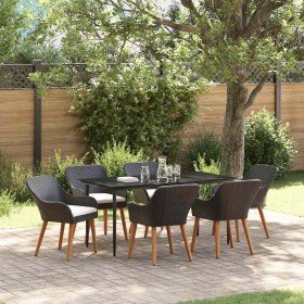 Conjunto de Comedor de Jardín 7 pcs Negro ratán sintético