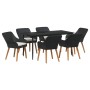 Conjunto de Comedor de Jardín 7 pcs Negro ratán sintético