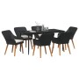 Conjunto de Comedor de Jardín 7 pcs Negro ratán sintético