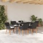 Conjunto de Comedor de Jardín 7 pcs Negro ratán sintético