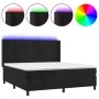 Cama box spring colchón y LED terciopelo negro 160x200 cm de vidaXL, Camas y somieres - Ref: Foro24-3139693, Precio: 573,07 €...