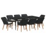Conjunto de Comedor de Jardín 9 pcs Negro ratán sintético