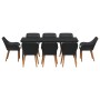 Conjunto de Comedor de Jardín 9 pcs Negro ratán sintético