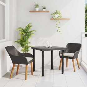 Conjunto de Comedor de Jardín 3 pcs Negro ratán sintético