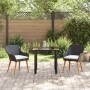 Conjunto de Comedor de Jardín 3 pcs Negro ratán sintético
