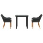 Conjunto de Comedor de Jardín 3 pcs Negro ratán sintético