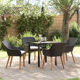 Conjunto de Comedor de Jardín 5 pcs Negro ratán sintético