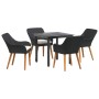 Conjunto de Comedor de Jardín 5 pcs Negro ratán sintético