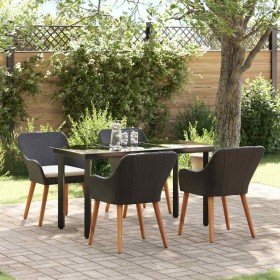 Conjunto de Comedor de Jardín 5 pcs Negro ratán sintético