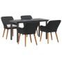 Conjunto de Comedor de Jardín 5 pcs Negro ratán sintético