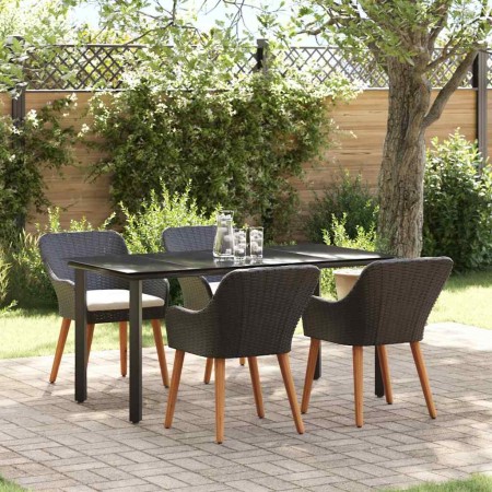 Conjunto de Comedor de Jardín 5 pcs Negro ratán sintético