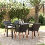 Conjunto de Comedor de Jardín 5 pcs Negro ratán sintético