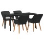 Conjunto de Comedor de Jardín 5 pcs Negro ratán sintético