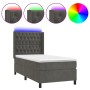 Box spring bed with mattress and LED dark gray velvet 90x200 cm by vidaXL, Beds and slatted bases - Ref: Foro24-3139722, Pric...