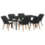 Conjunto de Comedor de Jardín 7 pcs Negro ratán sintético