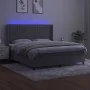 Box spring bed with mattress and LED light gray velvet 180x200 cm by vidaXL, Beds and slatted bases - Ref: Foro24-3139697, Pr...