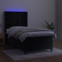 Cama box spring colchón y LED terciopelo negro 80x200 cm
