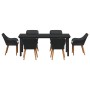 Conjunto de Comedor de Jardín 7 pcs Negro ratán sintético