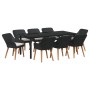 Conjunto de Comedor de Jardín 9 pcs Negro ratán sintético