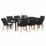 Conjunto de Comedor de Jardín 9 pcs Negro ratán sintético