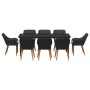 Conjunto de Comedor de Jardín 9 pcs Negro ratán sintético