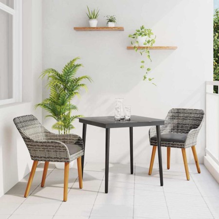 Conjunto de Comedor de Jardín 3 pcs Gris ratán sintético