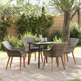 Conjunto de Comedor de Jardín 5 pcs Gris ratán sintético