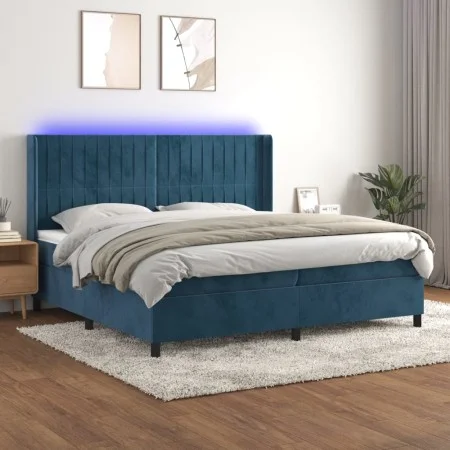 Boxspringbett mit Matratze und LED dunkelblauem Samt 200x200 cm von vidaXL, Betten und Lattenroste - Ref: Foro24-3139707, Pre...