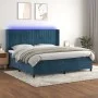Box spring bed with mattress and LED dark blue velvet 200x200 cm by vidaXL, Beds and slatted bases - Ref: Foro24-3139707, Pri...