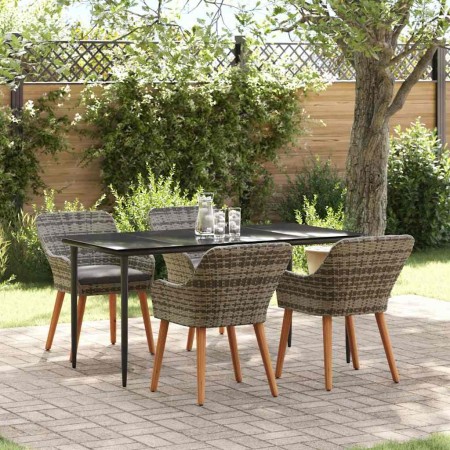 Conjunto de Comedor de Jardín 5 pcs Gris ratán sintético