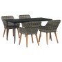Conjunto de Comedor de Jardín 5 pcs Gris ratán sintético