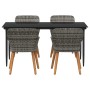Conjunto de Comedor de Jardín 5 pcs Gris ratán sintético