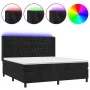 Box spring bed with mattress and LED black velvet 180x200 cm by vidaXL, Beds and slatted bases - Ref: Foro24-3139759, Price: ...