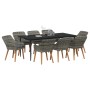 Conjunto de Comedor de Jardín 9 pcs Gris ratán sintético