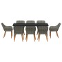 Conjunto de Comedor de Jardín 9 pcs Gris ratán sintético